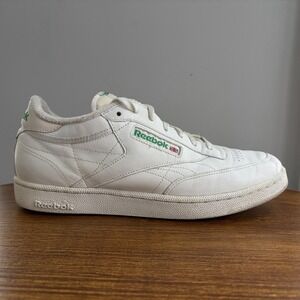 Reebok Club C 85 Vintage Men's 9.5 White Green Leather Tennis Shoes Sneakers